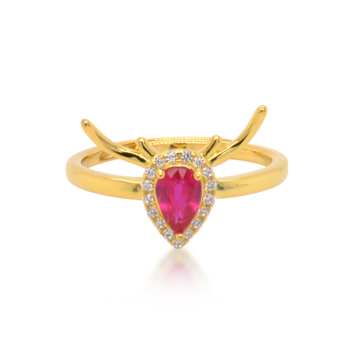 New design antler created ruby 925 sliver ring